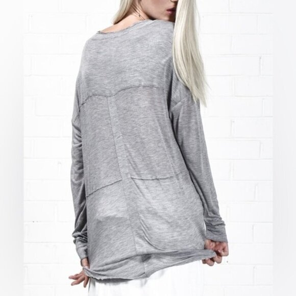FREE PEOPLE One Teaspoon Soho Fine Wool Grandpa Top Long Sleeves Gray Marle XS - Picture 15 of 15